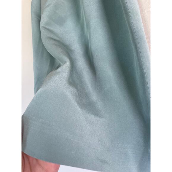vintage BARRIE PACE Ltd. light turquoise blue 100% silk straight pencil skirt - Picture 5 of 8